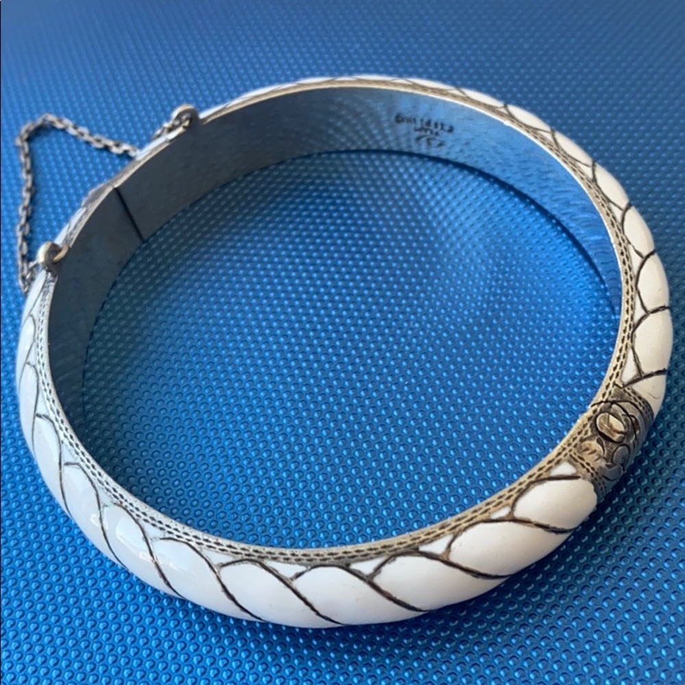 VTG sterling silver Siam Enamel bangle bracelet
